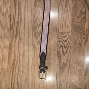 Vineyard Vines Navy and Brown Belt with Gold Buckle